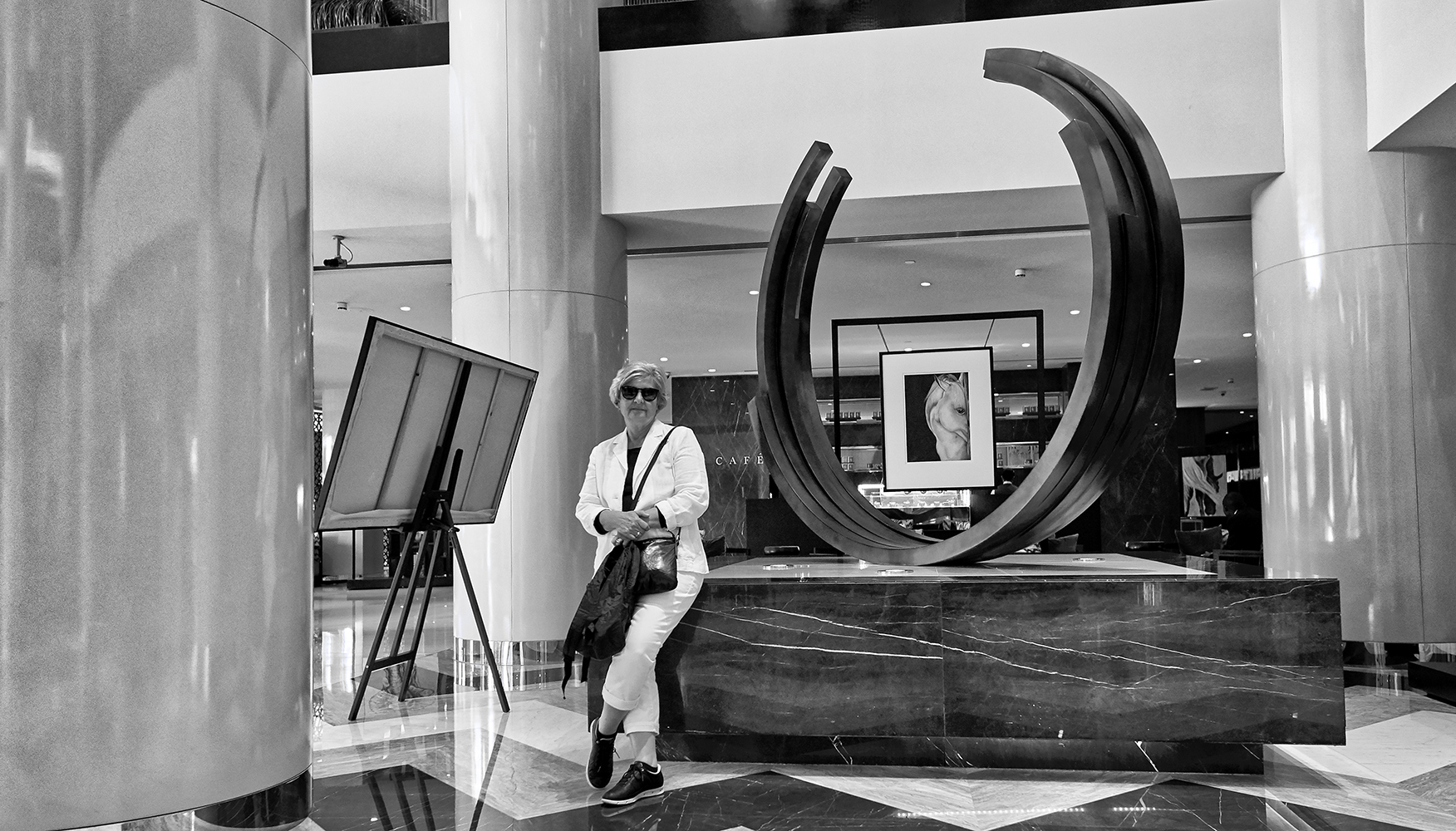 Glenda Wilks in the foyer of the Pullman City Hotel Dubai Creek UAE
